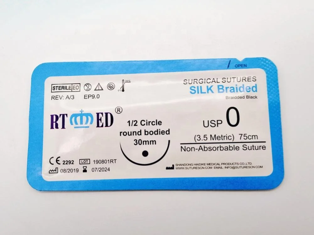 Non-absorbable sutures Silk Braided Black for oral surgery, ophthalmic surgery and skin closure
