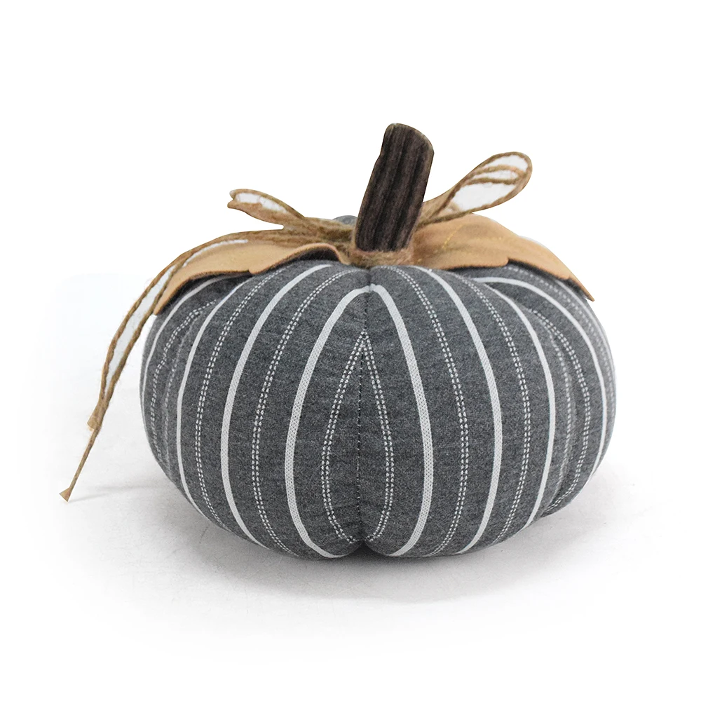 Gray Fake Pumpkins Indoor Decorations Artificial Pumpkin Plush Seasonal Home Ornaments Stuffed Handmade Pumpkin Figurine