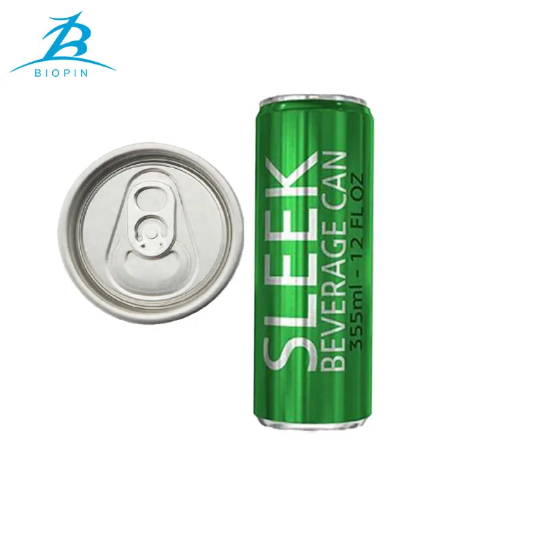 Empty printed 12oz metal aluminum can 355ml sleek cans with 202#SOT lid for soda energy drink beverage beer packaging