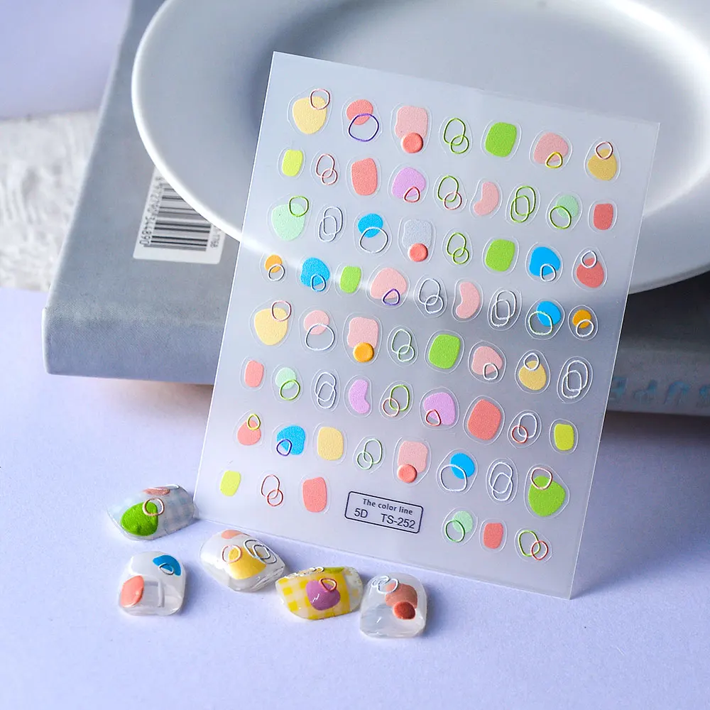 2023 Custom Logo Colorful Line 5d Nail Art Glue Stickers Designer Brands For Decoration