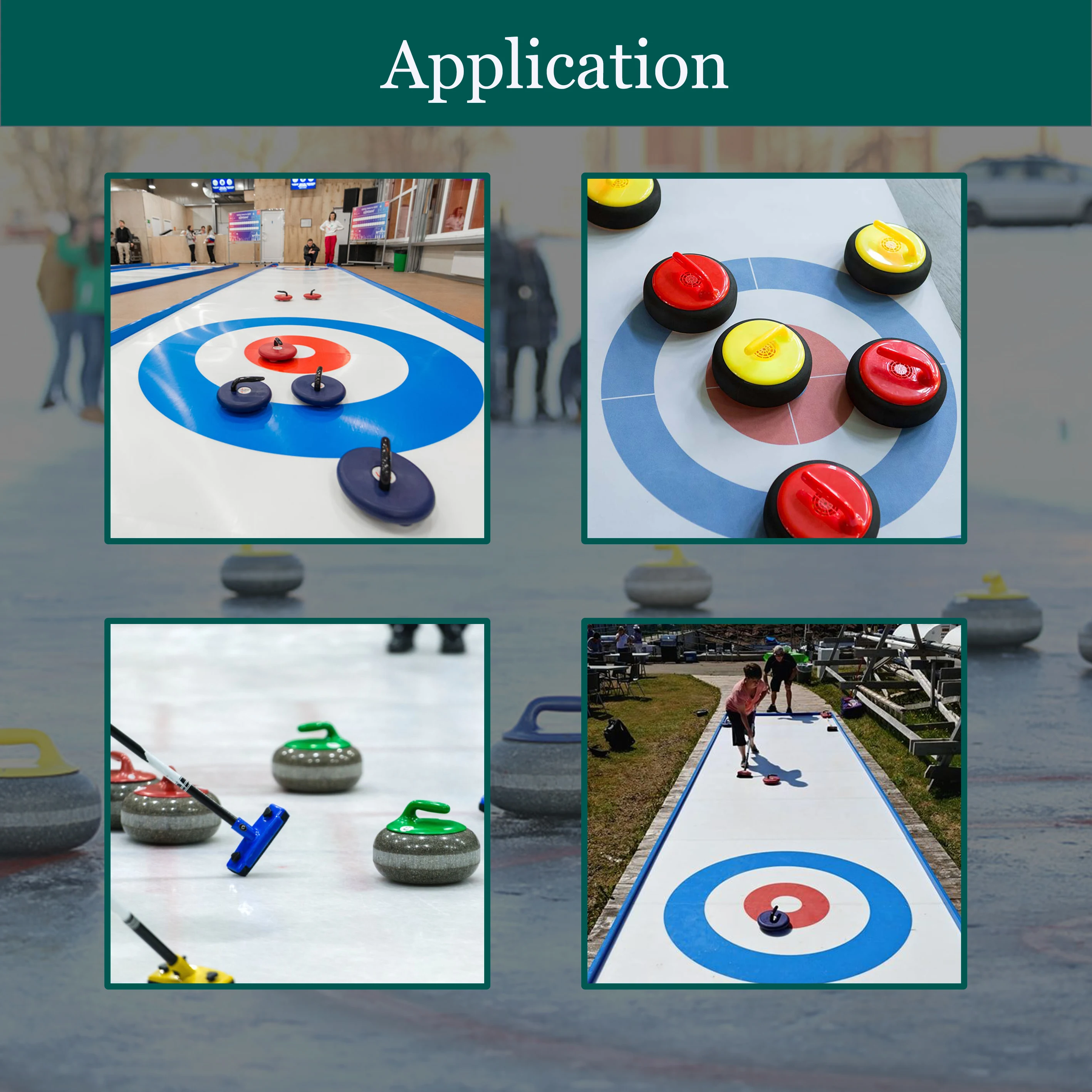 Portable Synthetic Ice Curling Rink Wear-Resistant Durable Putting Green for Ice Skating and Hockey Sports