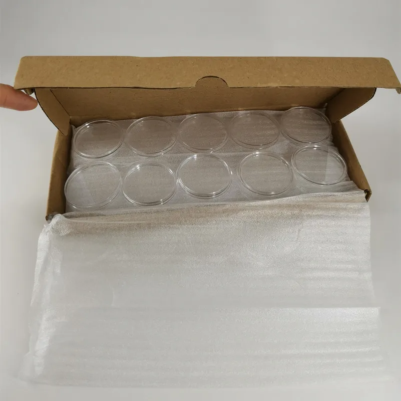 39mm clear round coin capsule with Packing 50pcs in a carton