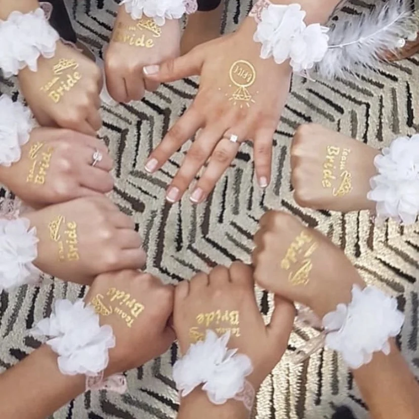 Top Seller Single Party Custom Gold Stamping Sticker Team Bride Temporary Tattoo