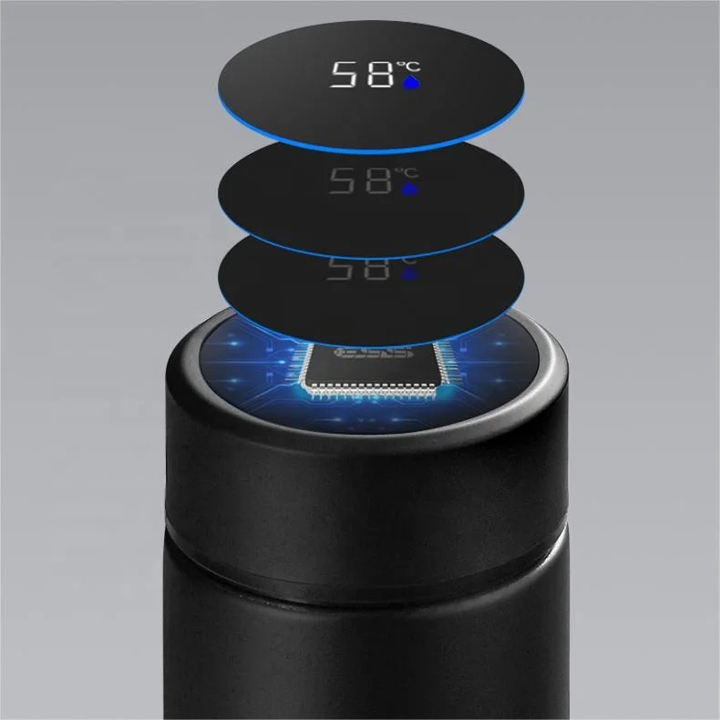 Customization Acceptable Portable 500ML Temperature Display Vacuum Flask Insulated Stainless Steel Water Bottle Business Gift