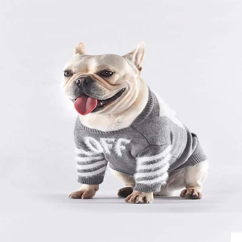 
With OFF Letter Winter Cat Dog Clothes Pet Knit Sweater 