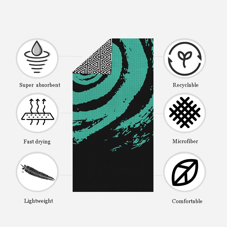 Highly Absorbent Recycled Vortex Pattern Lightweight Beach Towel For The Swimming, Sports, Beach