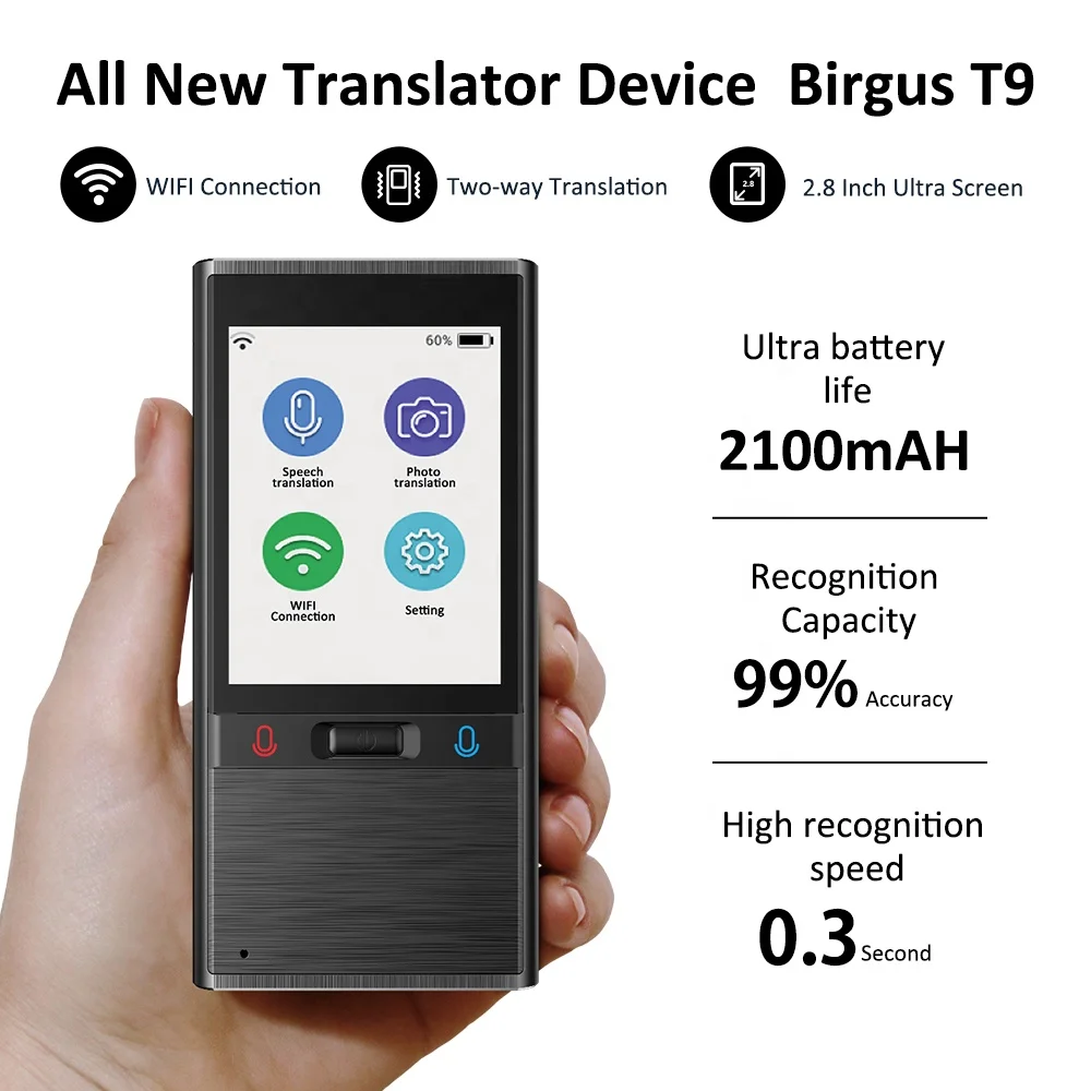 Upgraded Voice Translator Vormor T9 Professional 106 Language Electronic 2100mAh Real Time Translation Translator for Business