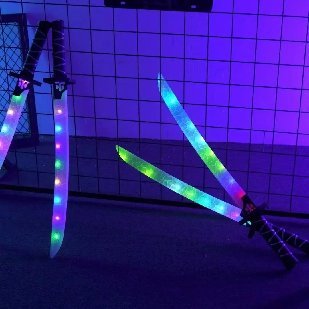 Party Kids Cosplay Luminescence Prop Flash Sword Light Up Toys Saber Pixel Double Flashing Music Led Flashing Toy Swords