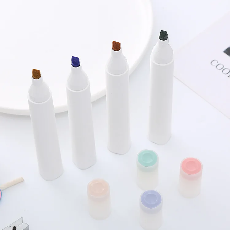 Morandi color school student highlighters set kids soft head marker pens set stationery supplies packs of 4 pcs