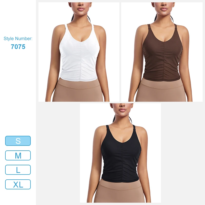 7075 Women Sexy Thin Strap Golf Tank Top V Neck Summer Fitness Tennis Gym Activewear