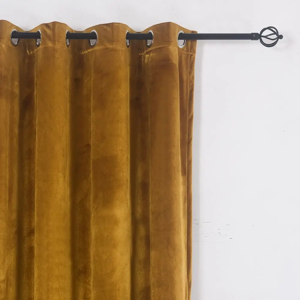 Super soft hand feeling rideau salon velvet Blackout Grommet Curtains Panel, Yellow for living room