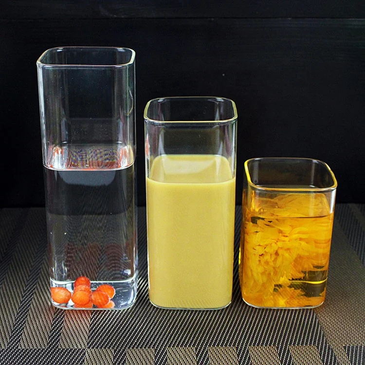 Creative Square Transparent Glass Milk Cup Water Coffee Drinking Cup
