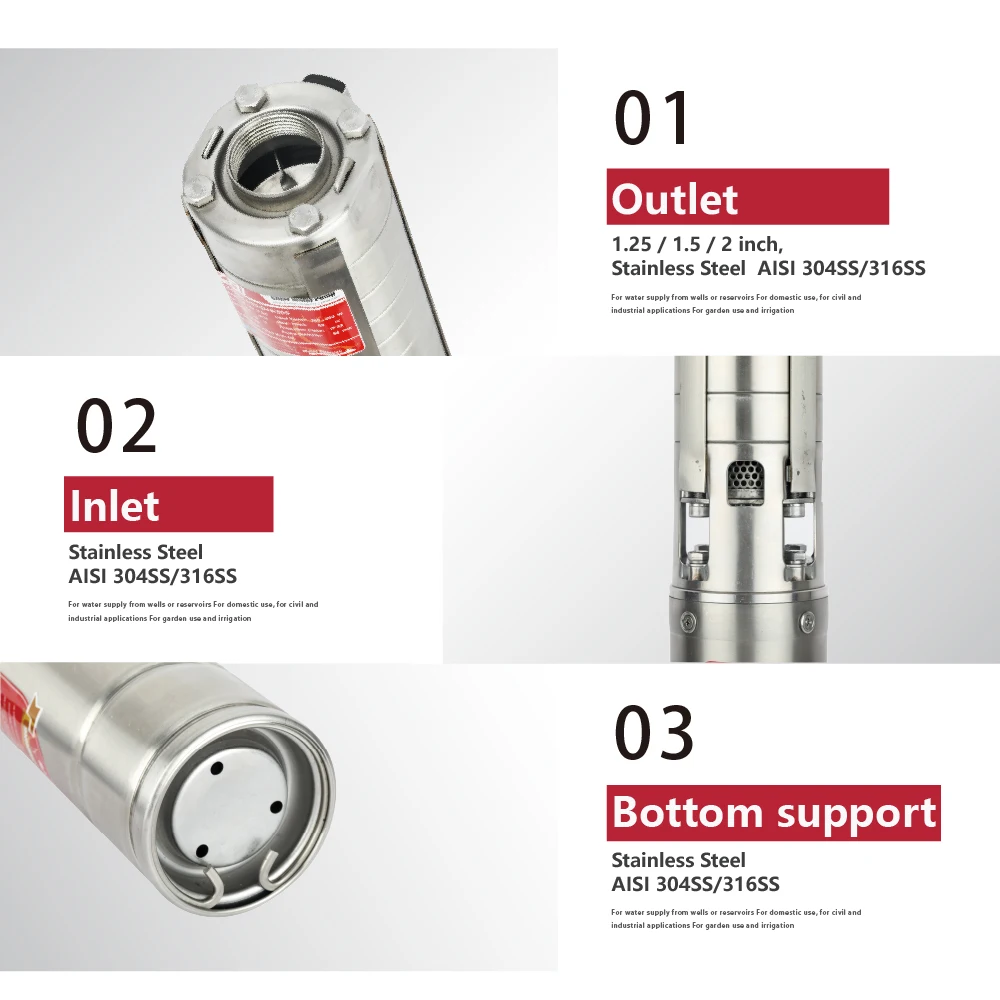 ZRI 4 Inch Solar Powered Water Pump, 1HP Stainless Steel Impeller Solar Submersible Water Pump, Solar Pump for Deep Well