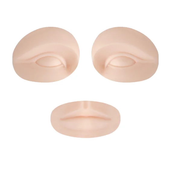 3Pcs Fake Lips Eyes Soft Silicone Lips for Makeup Practice Tattoo Practice Training Skin for Permanent Makeup Tattoo Practice