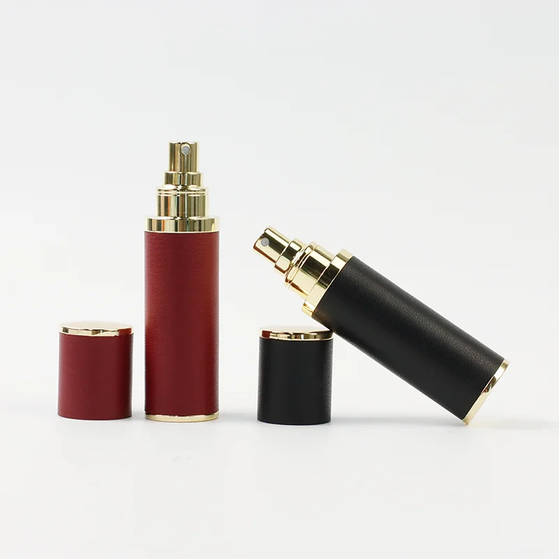 Customized Logo Leather Shell Case Luxury Travel Comfrey Spray Bottle 5 ml 10 ml 15 ml 20 ml Cologne Fragrance Atomizer