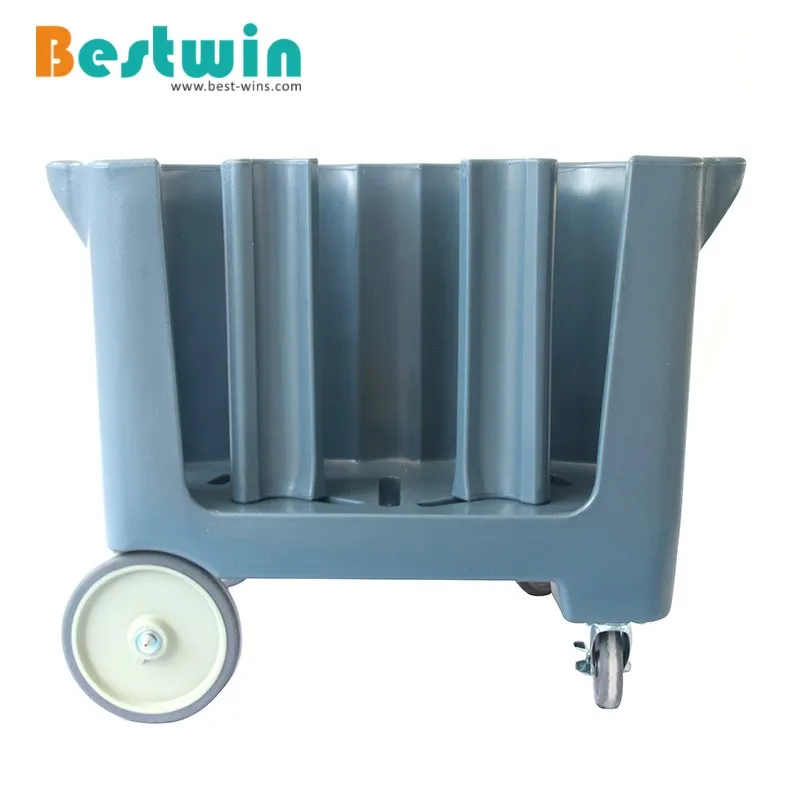 Restaurant Hotel Plastic Dishes Storage Trolley Adjustable Plate Caddy