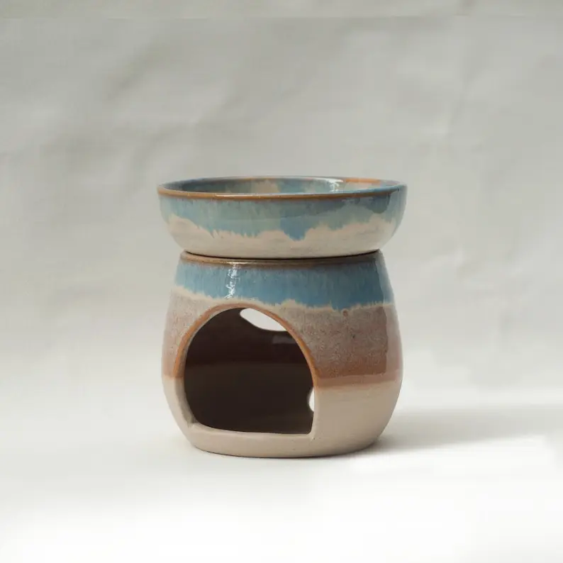 UOBOBO Tea Pot Ceramic Oil Burner Tea Light Lamp Oil Burner Aromatherapy  Wax Melt Oil Burner