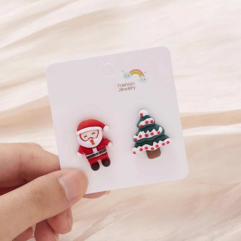 Christmas Gnome Earring Xmas Present Jewelry Holiday For Women New Polymer Clay Stud Earrings Minimalist Clay Christmas Earrings
