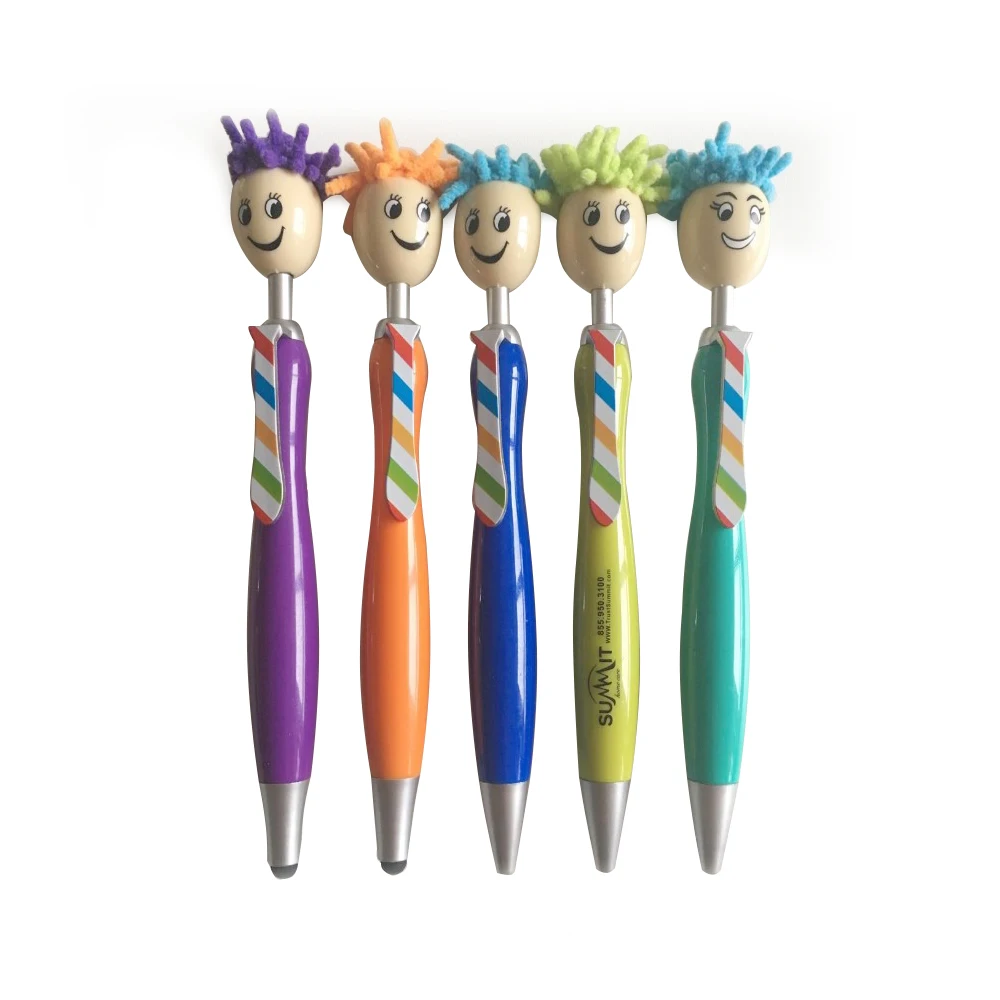 Plastic Doll Head Mop Top Stylus Pen for Promotion