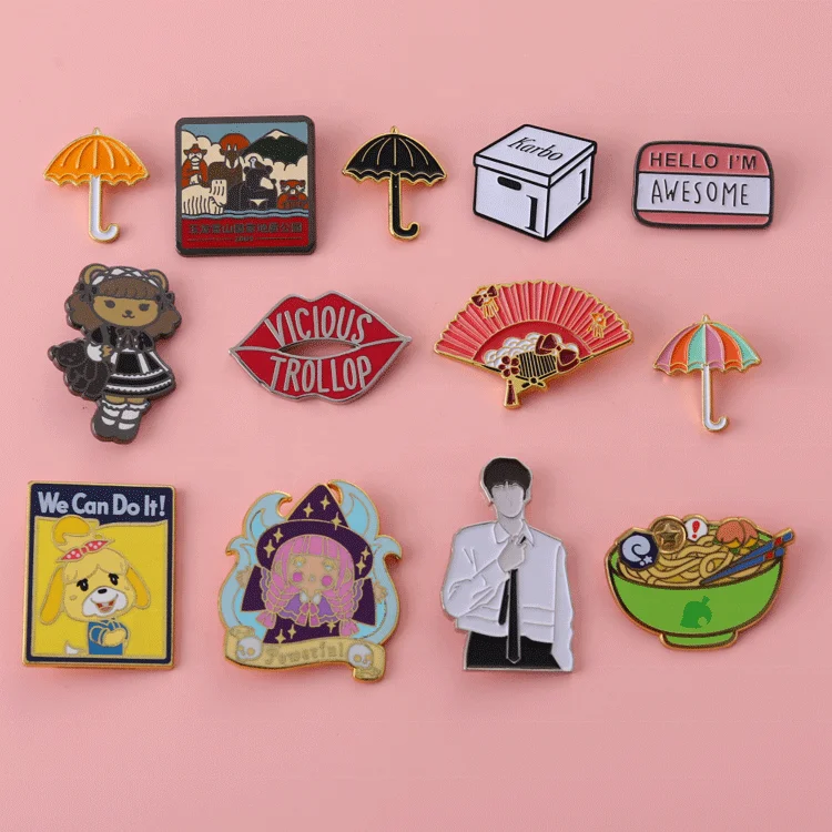 No Minimum Gold Plated Metal Pin Custom UV Print Badge Soft enamel lapel pins custom engraved Letter Pins for wholesale