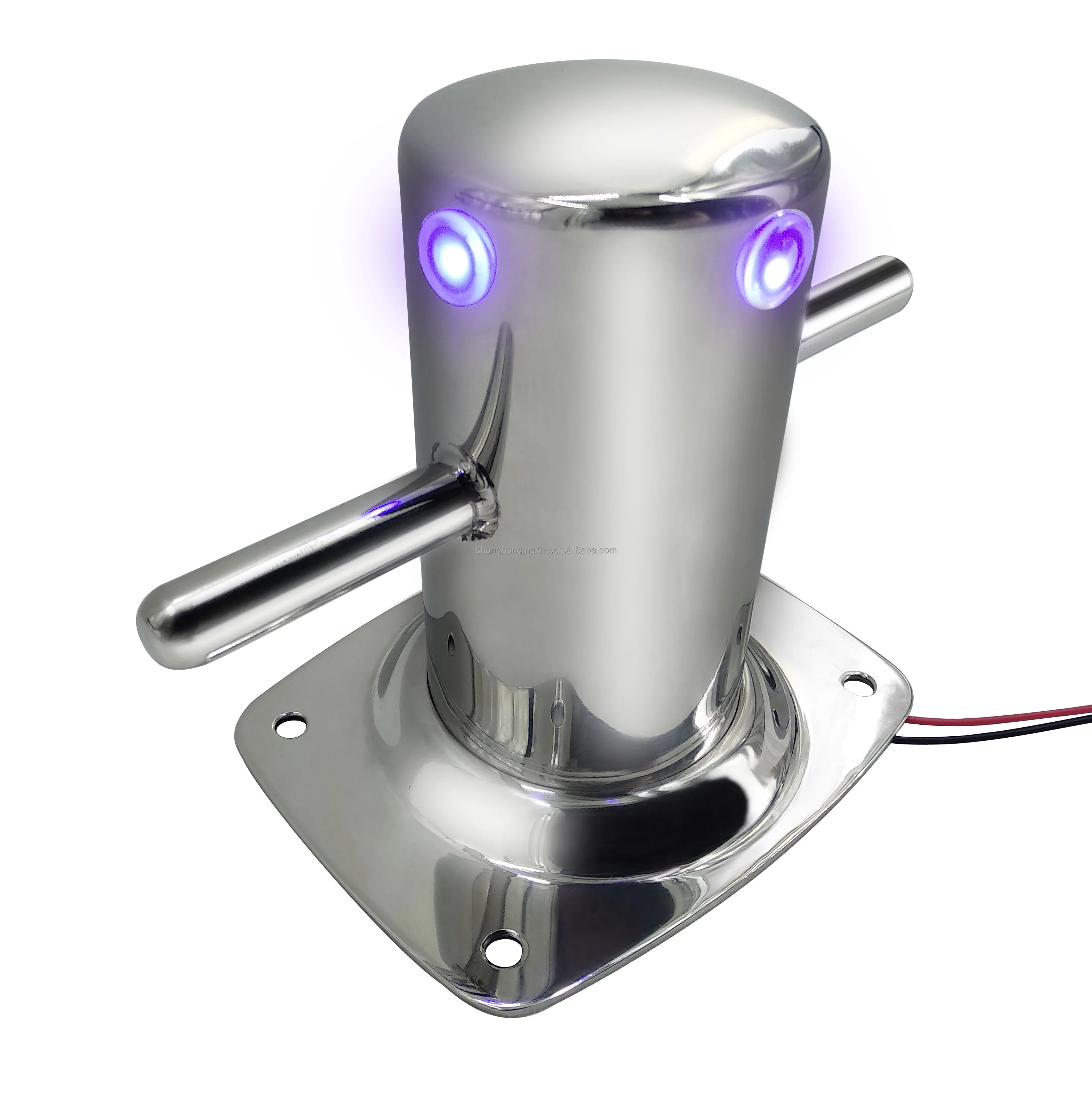 Stainless Steel Boat Bollard With Blue Light Yacht Mooring Cleat Marine Bollard