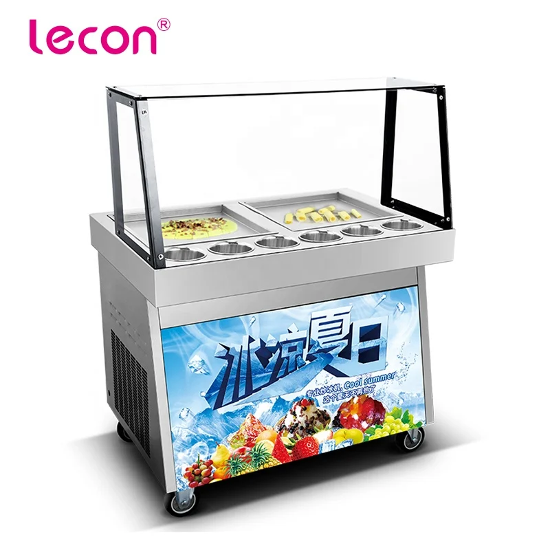 Commercial Double Compressor Thailand Fried Yogurt Ice Cream Roll Machine