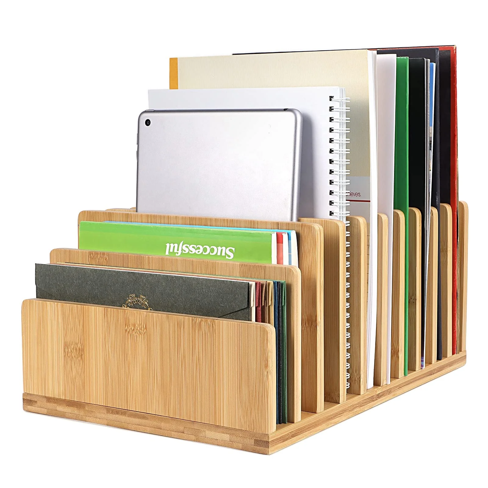 Wood Desk Organizer Bamboo Desk File Mail Organizer Countertop Wood Desktop Mail Folder