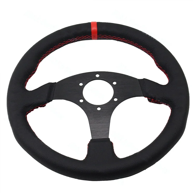 330mm Leather Car Racing Drifting Rally Black Steering Wheel Hub FOR SPARCO OMP MOMO Wheel Boss