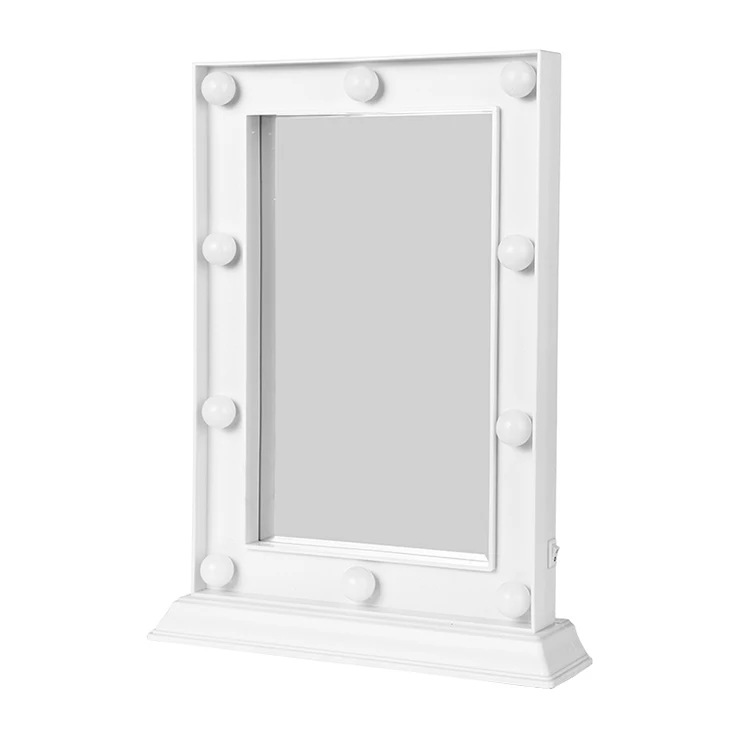 Поставщик lumineux miroir pliant de стол стоящие в рамке белое прямоугольное голливудское зеркало светодиодное