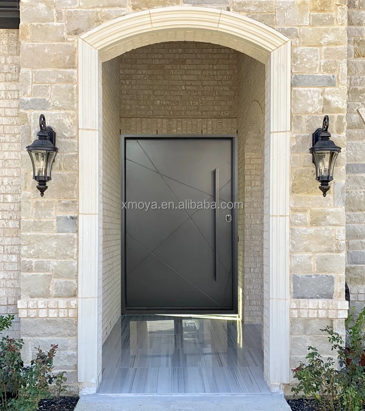 Villa Front Entry Iron Pivot Door 8 Foot Interior Door Turkish Wrought Iron Security Door Modern Glass Steel Swing Manual CN;FUJ
