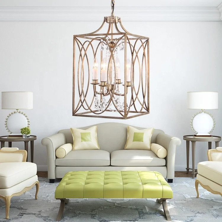 Новый Дизайн хрустальная люстра квадратный железный подвесной светильник вентилятор