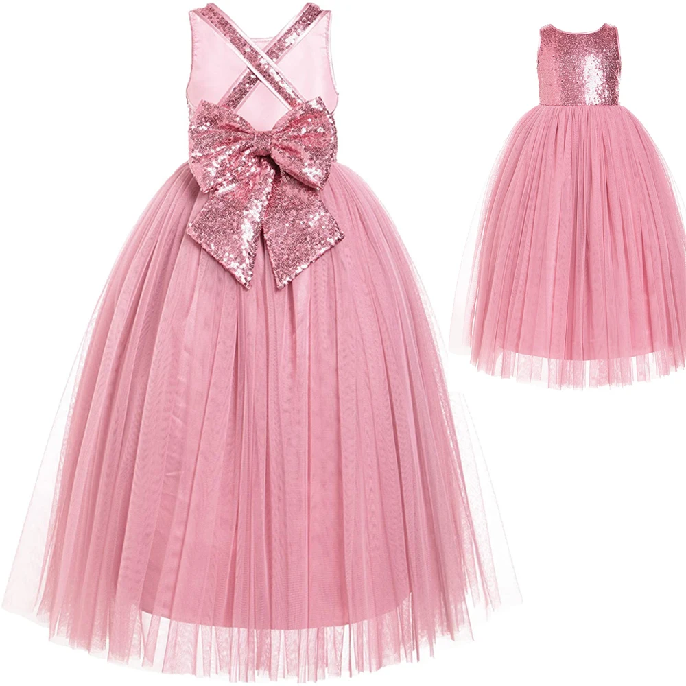 Supply High Quality Elegant Tulle Beautiful Formal Ruffle Sequins Blue Fairy Long Maxi Tutu Dresses With Bow