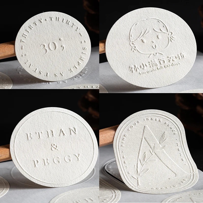 Print logo emboss letters transparent paper circle metal label promotional round custom gold foil embossed stickers