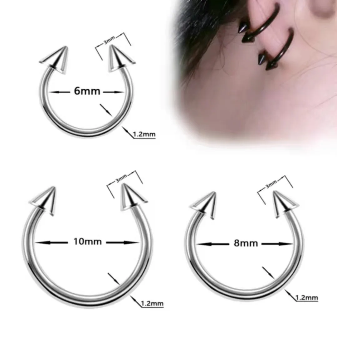 1Pcs 6-12mm Fashion Stainless Steel Horseshoe Fake Nose Ring C Clip BCR Septum Lip Piercing Falso Nose Rings Hoop for Women Men