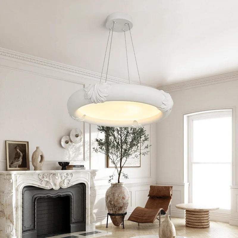 Nordic Simple Creative Minimalist Plaster Pendant Lights  Modern Design Gypsum Large Disc Ceiling Light For Bedroom Living Room