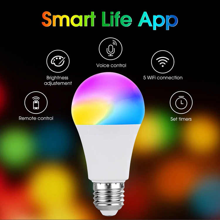 16 million colors E27 E26 Rgb Google Tuya Alexa App Wifi Smart Led Light Esp32 Bulb Lamp Bombilla Inteligente Smart Led Zigbee