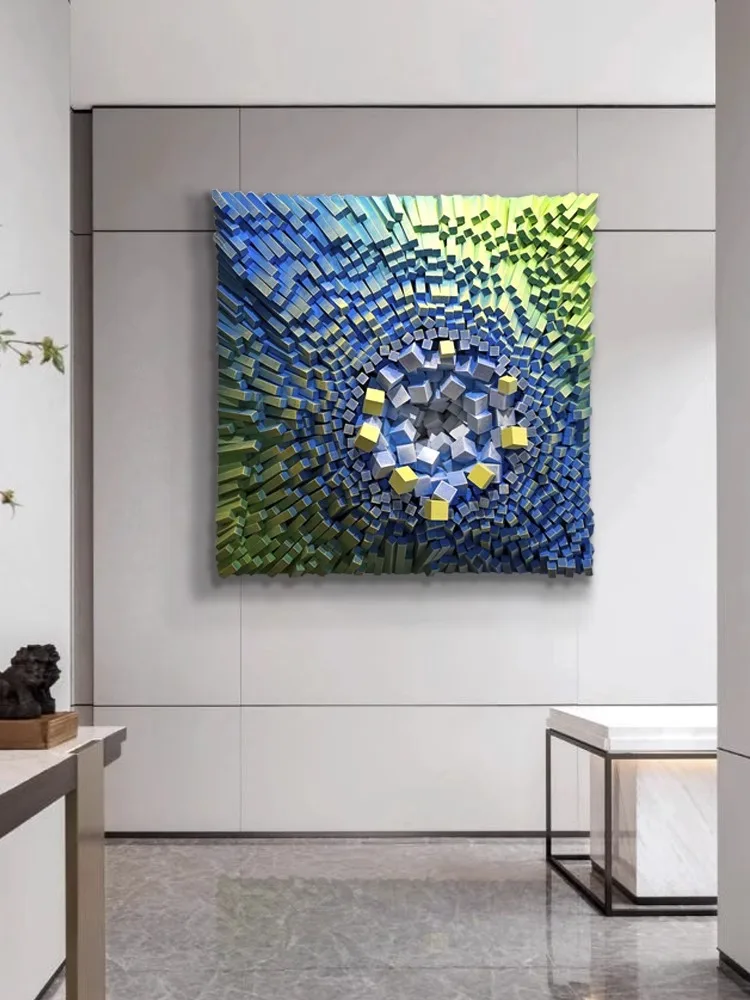 Real three-dimensional painting abstract gradual change modern simple hanging painting designer custom decorative painting