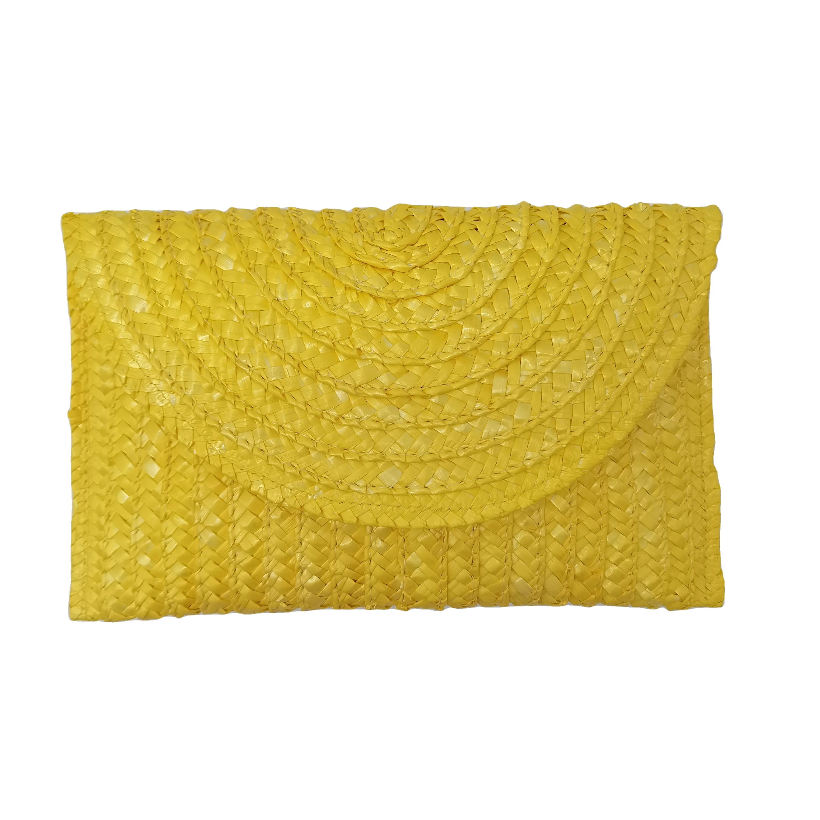 Yellow straw beach bag wheat straw clutch handmade straw pouch