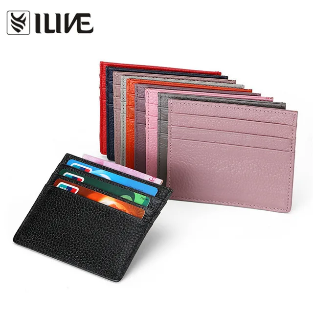 Genuine Leather RFID Blocking Business Card Holder Case Visa Credit Cards