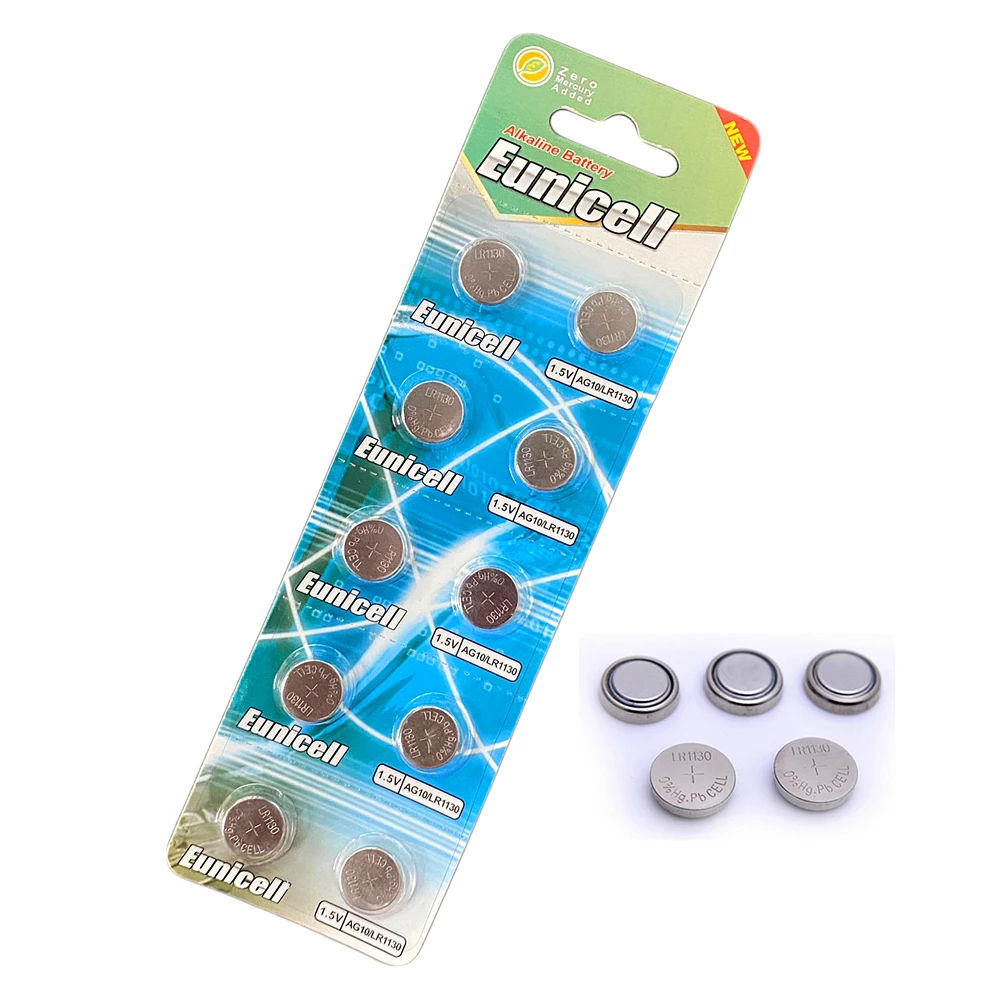 Zn / MnO2 Battery AG8 LR55 LR1120 1.5v Alkaline Button Cell Battery AG8 Coin Type Batteries