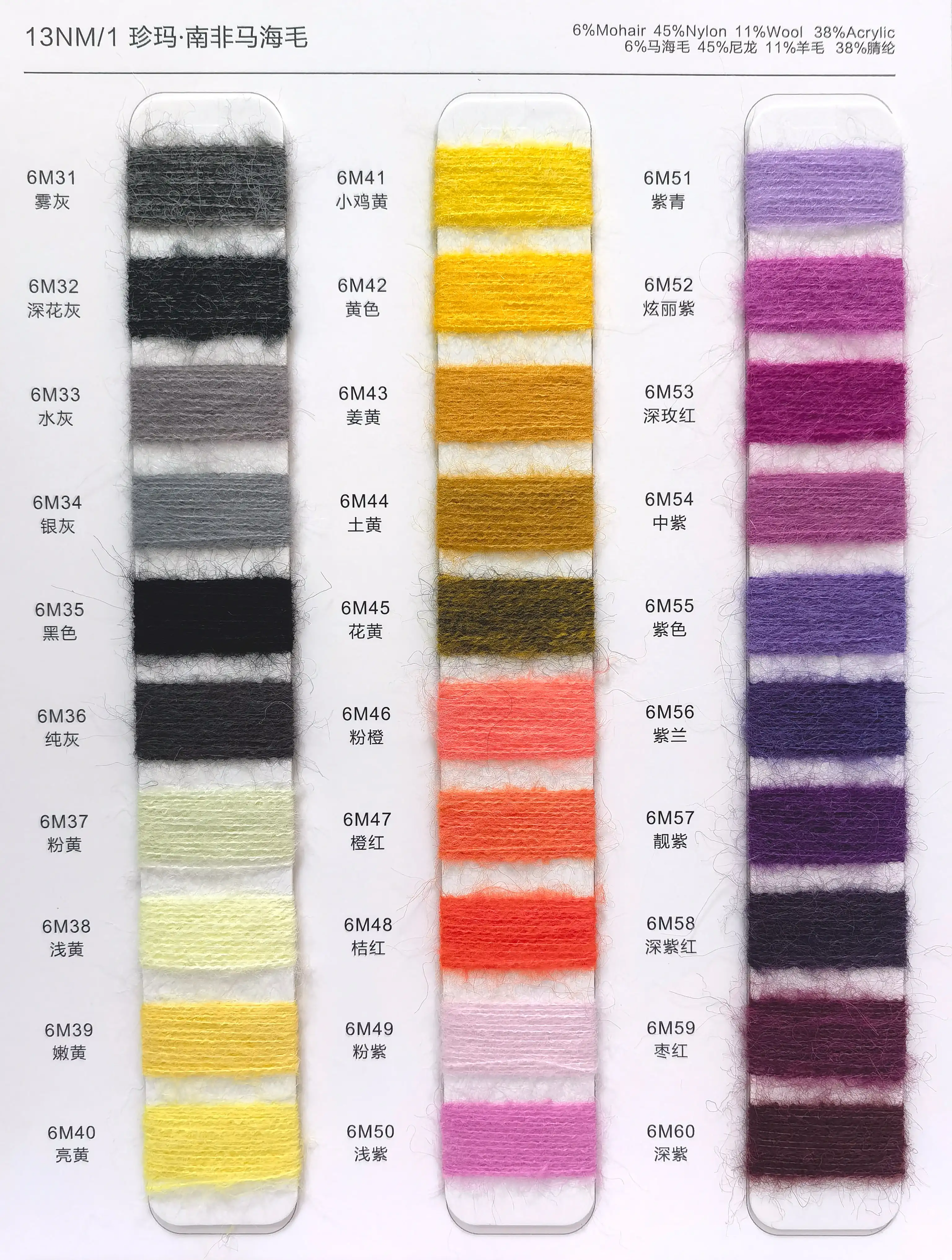1/13NM South African mohair yarn 6% mohair 11% wool 38% acrylic 46% nylon for Knitted sweaters scarves