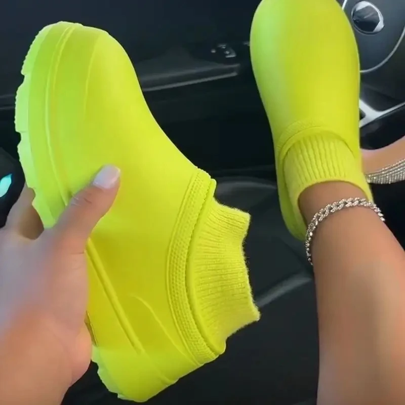 Unisex Socks Trending Waterproof Boots 6cm Thick Bottom Winter Home Warm Cotton Shoes For Women And Men