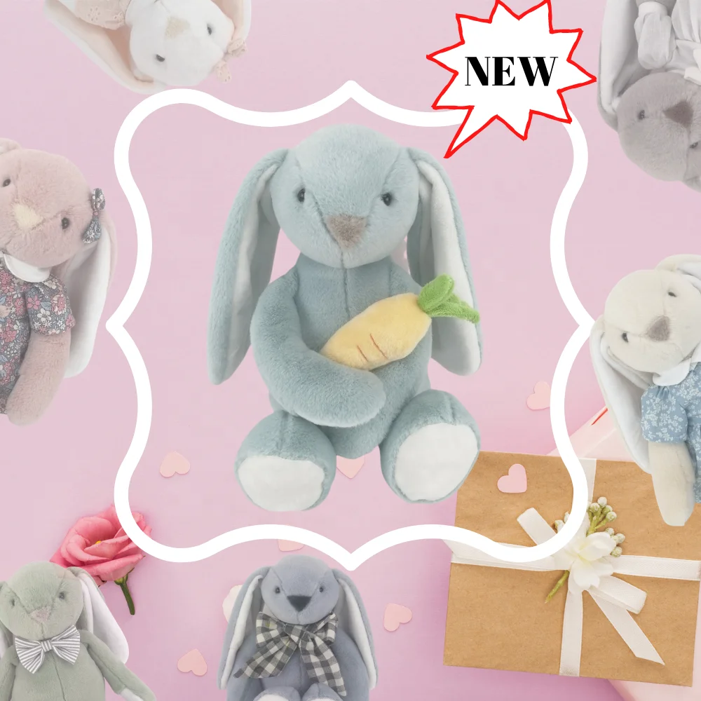 Easter Gift Stuffed Animal Toy Bunny Holding a Carrot Soft Lovely Plush Rabbit Toy LONG EARS PLUSH RABBIT TOYS