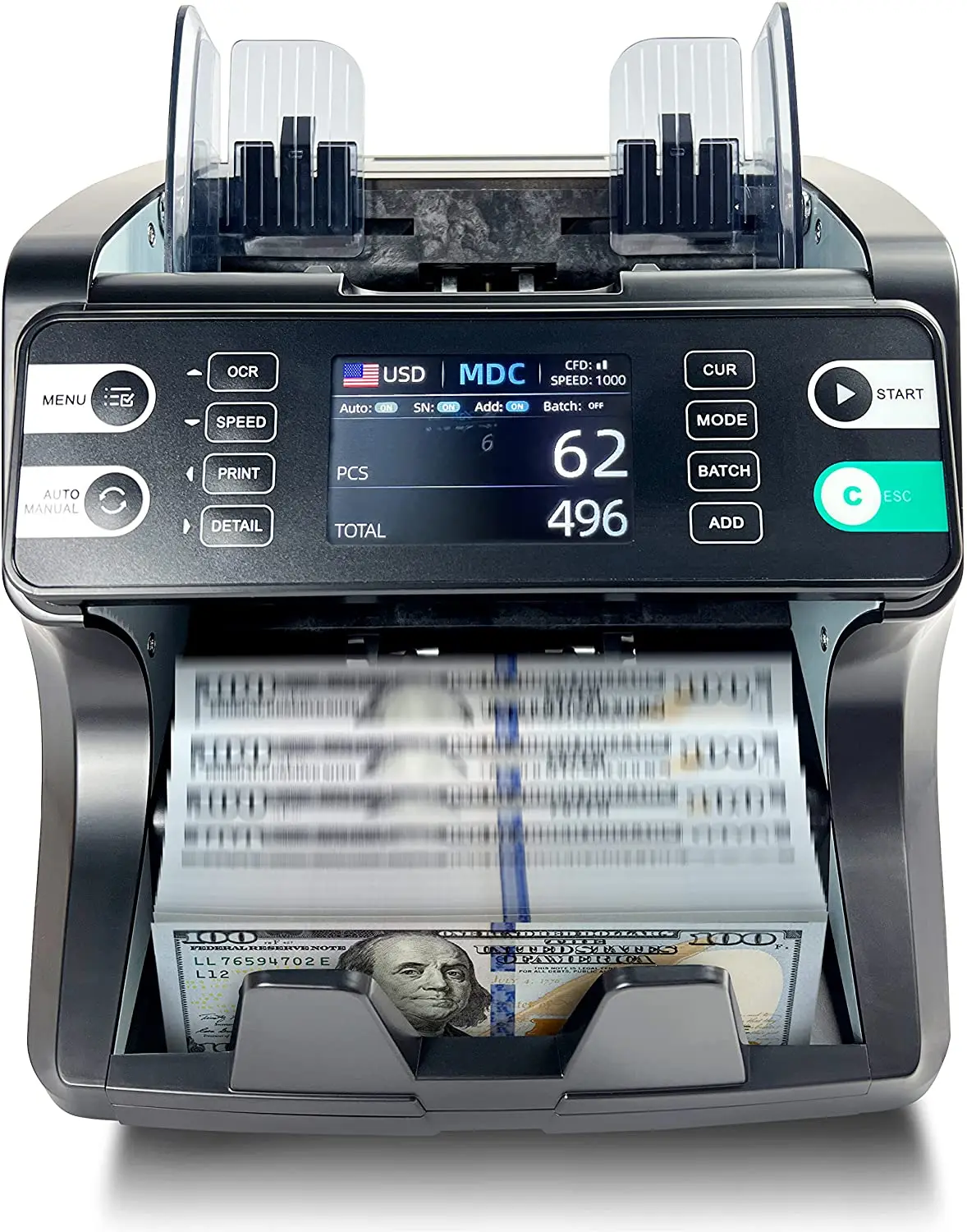 AL-926 Dual CIS Detector Bill Counter Money Counting Machine