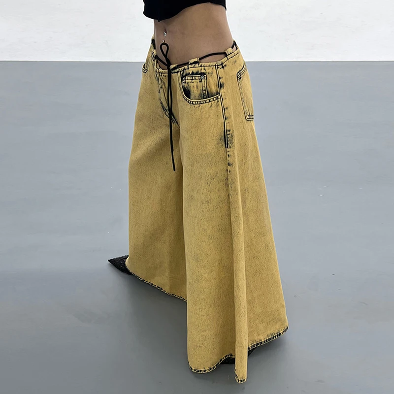 TWOTWINSTYLE Casual Low Waist Solid Color Loose Denim Wide Leg Jeans For Women 2023