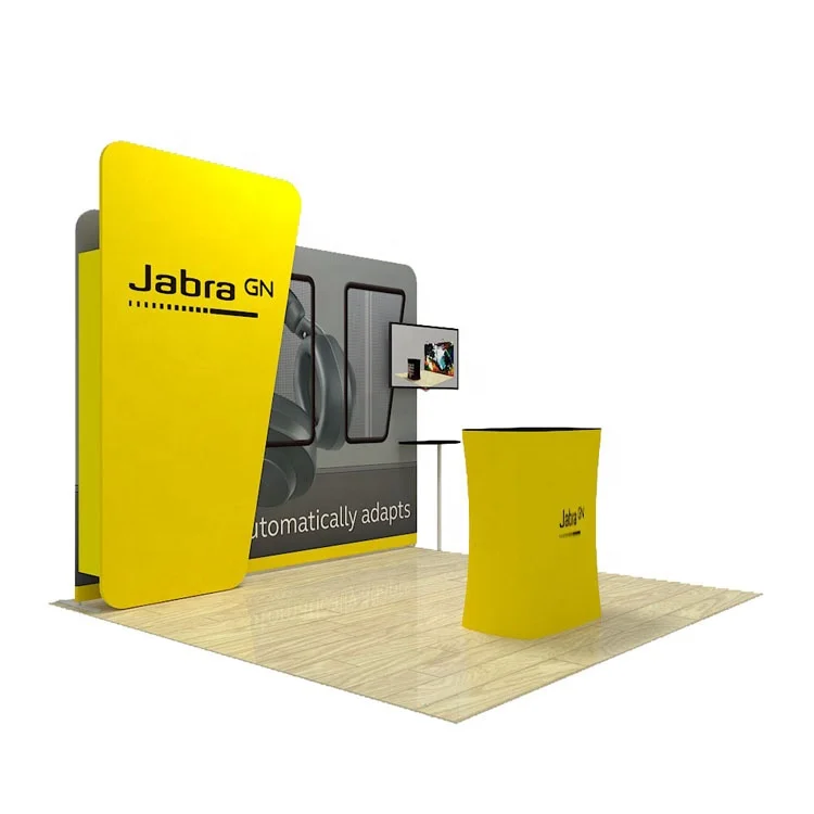 Portable 10ft Standard Trade Show Display Exhibition Booth 3x3 Stand Digital tv Screen Trade Show Booth