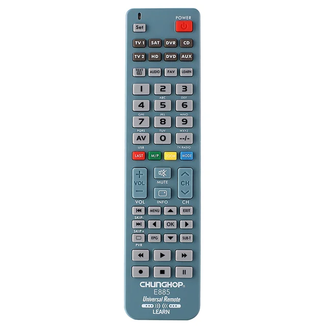 Chunghop E885 OEM Manufacturer LED LCD HDTV Remote Control Universal IR Remotes with Learning Functions