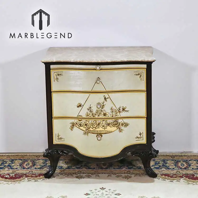 Мебель в стиле ретро, ночной столик, Высококачественная классическая тумбочка с выдвижным ящиком, роскошная мраморная кровать для спальни