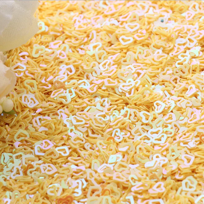 Wholesale 4mm Glitter heart Hollow Loose Sequins for Nail Glitter Stickers Accessories