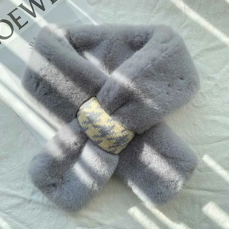 Fashion Style Children Scarf Fashion Plush Stitching Collar Winter Baby Boys Girls Warm Cross Ladies Collar